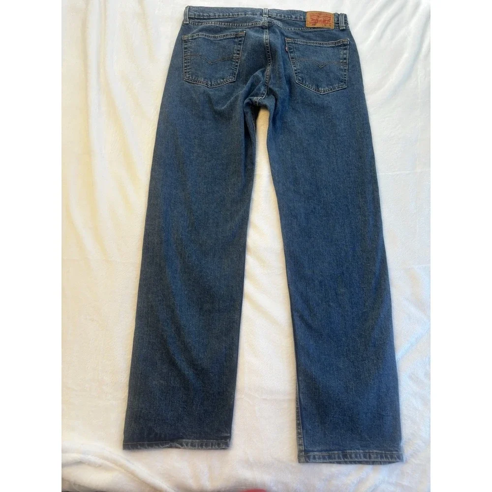 Levis 505‎ Jeans Mens 38x34 Blue Medium Wash Stretch Straight Denim Workwear